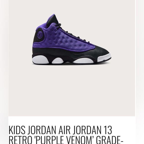 NWT Kids Jordan Retro 13 Purple Venom 